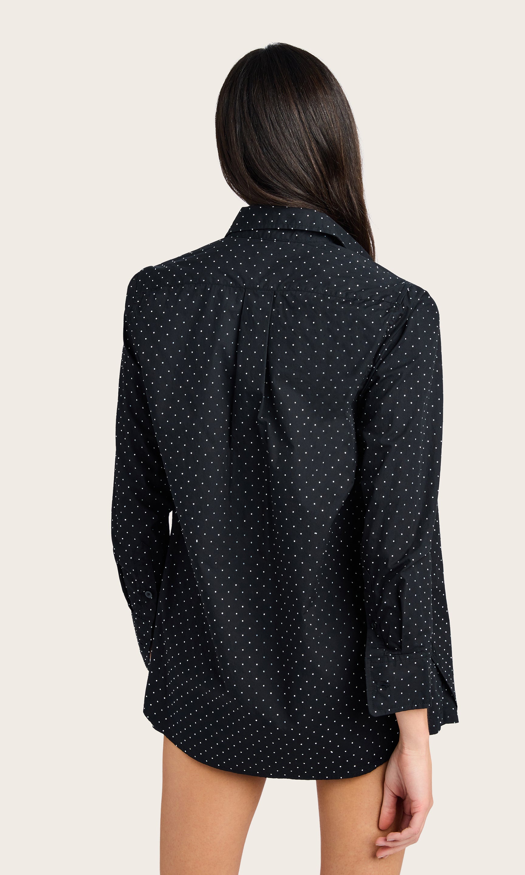 Rear view of the Marc Crystal Shirt highlighting the relaxed fit and shirt length.