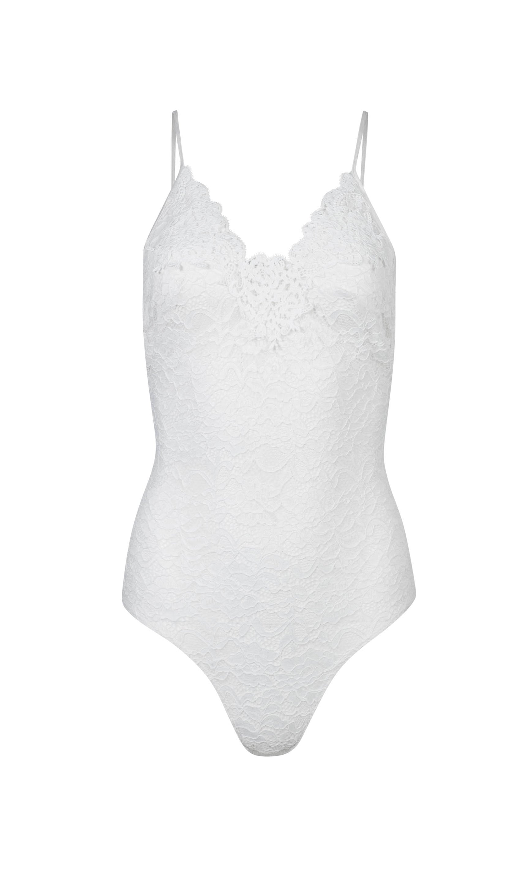 Flat lay of the Zion Lace Bodysuit, displaying the structure, fabric detailing, and silhouette without styling distractions.