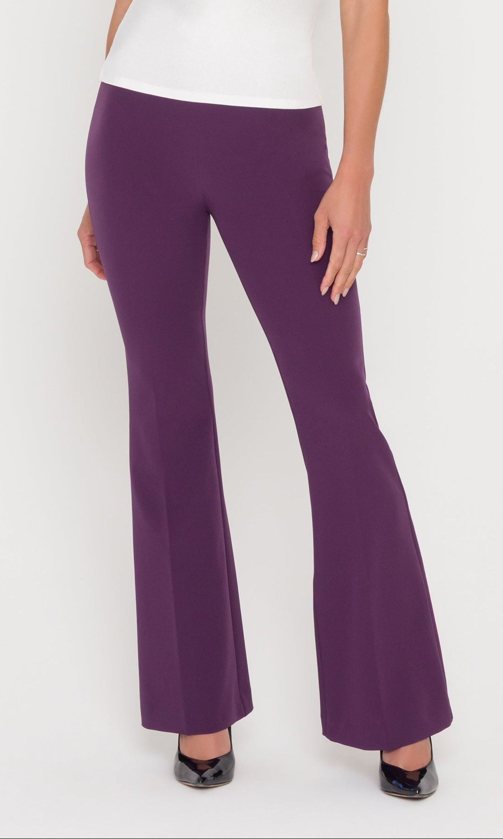 Eggplant high rise pants with subtle flare