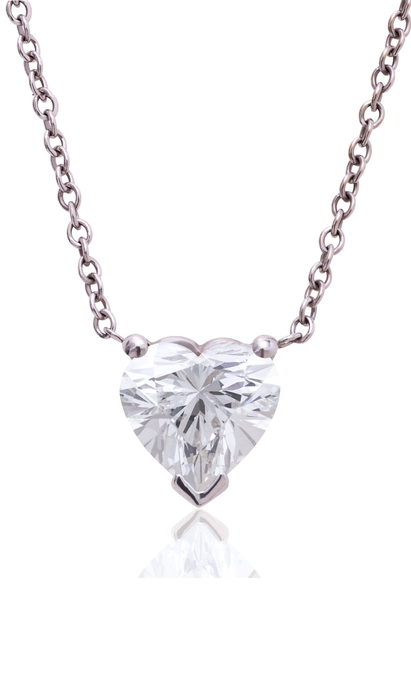 close up white gold heart pendant diamond necklace