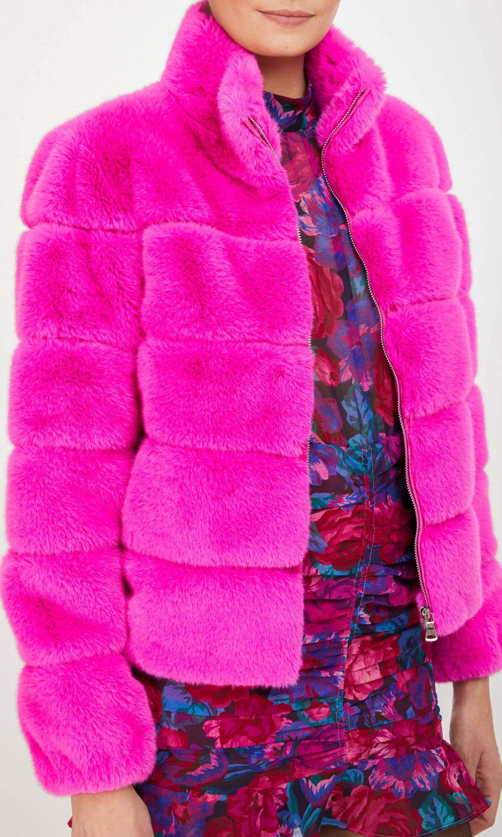 Mini We're Always Together Faux Fur Jacket - Hot Pink