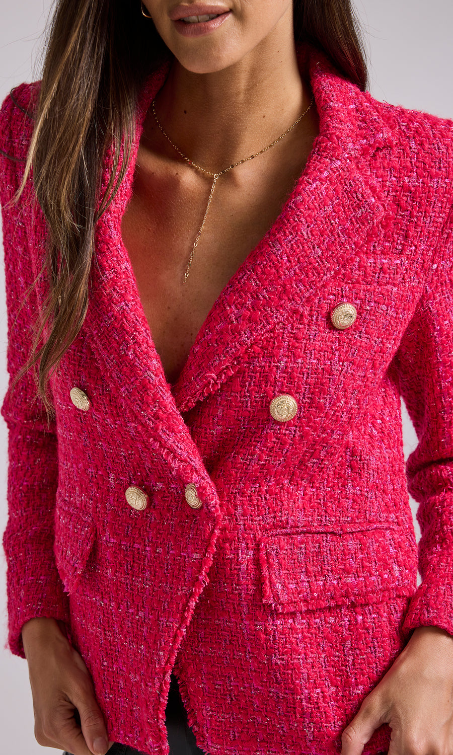 Eliza Tweed Blazer - Hot Pink