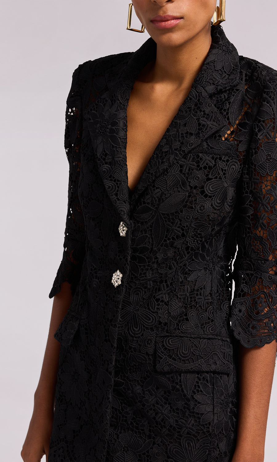 Marlowe Lace Blazer Dress - Black