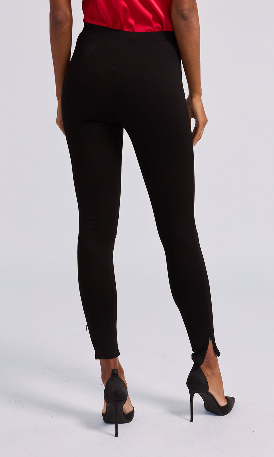 Lois High Waisted Button Detail Wet Look Leggings in Black | ikrush