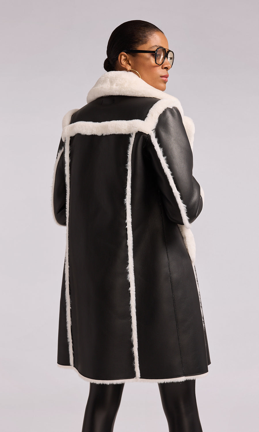 Vienna Faux Fur Shearling Coat - Black/White 