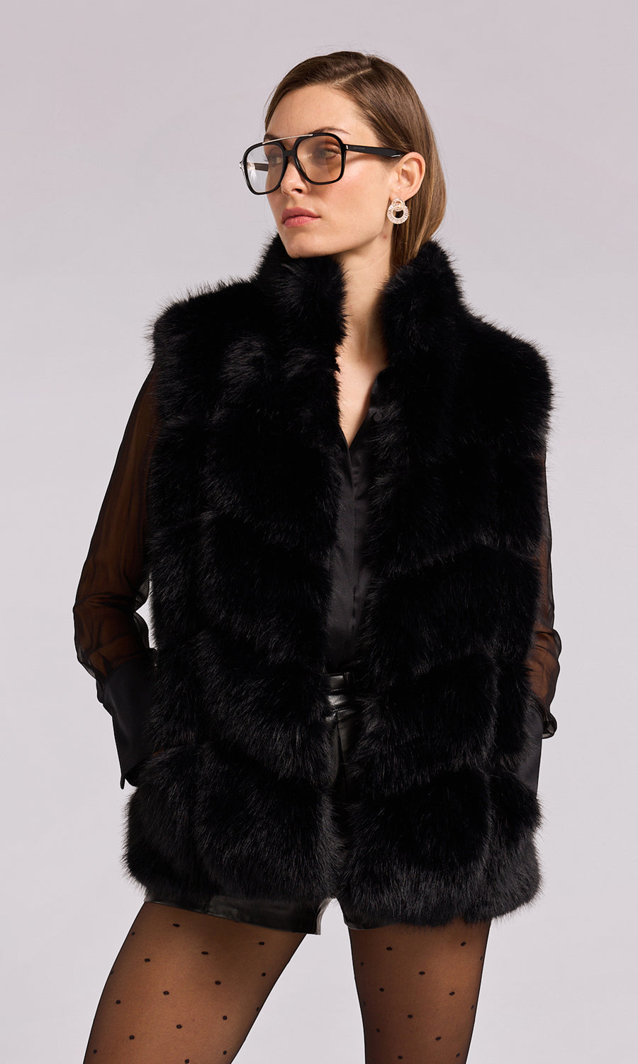 Whitley Faux Fur Vest S / Black