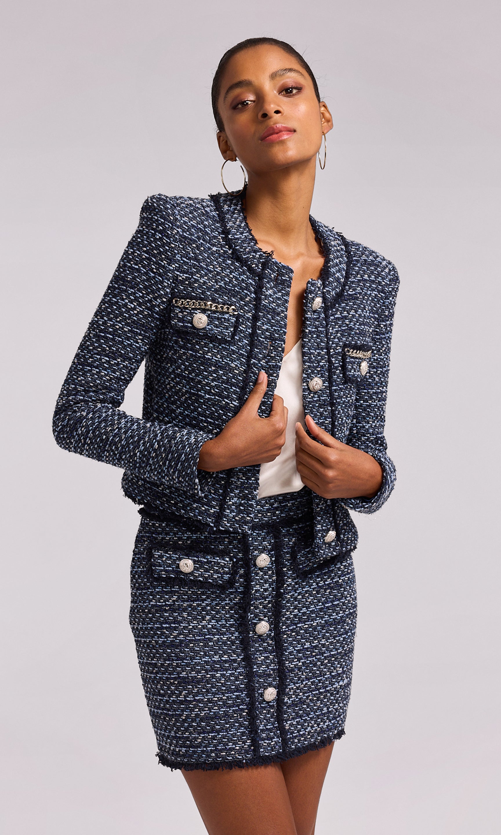 Generation Love Viv Tweed Jacket | Blue | Size Xs | Shopbop