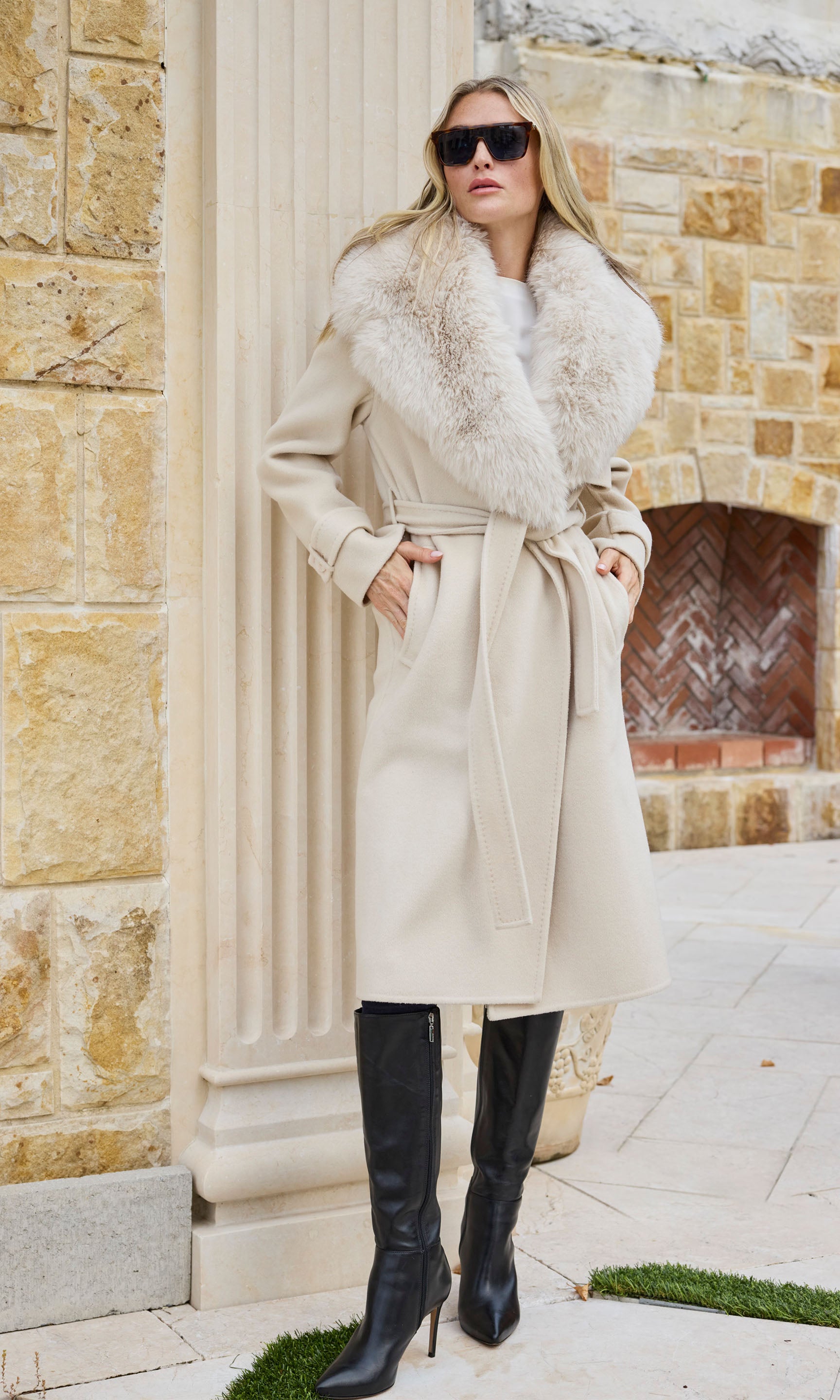 Annakin Faux Fur Collar Wool Coat Generation Love