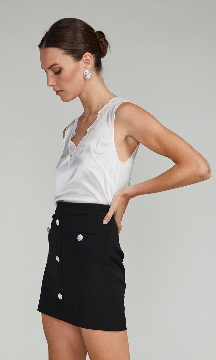 Aida Lace Tank - White/White