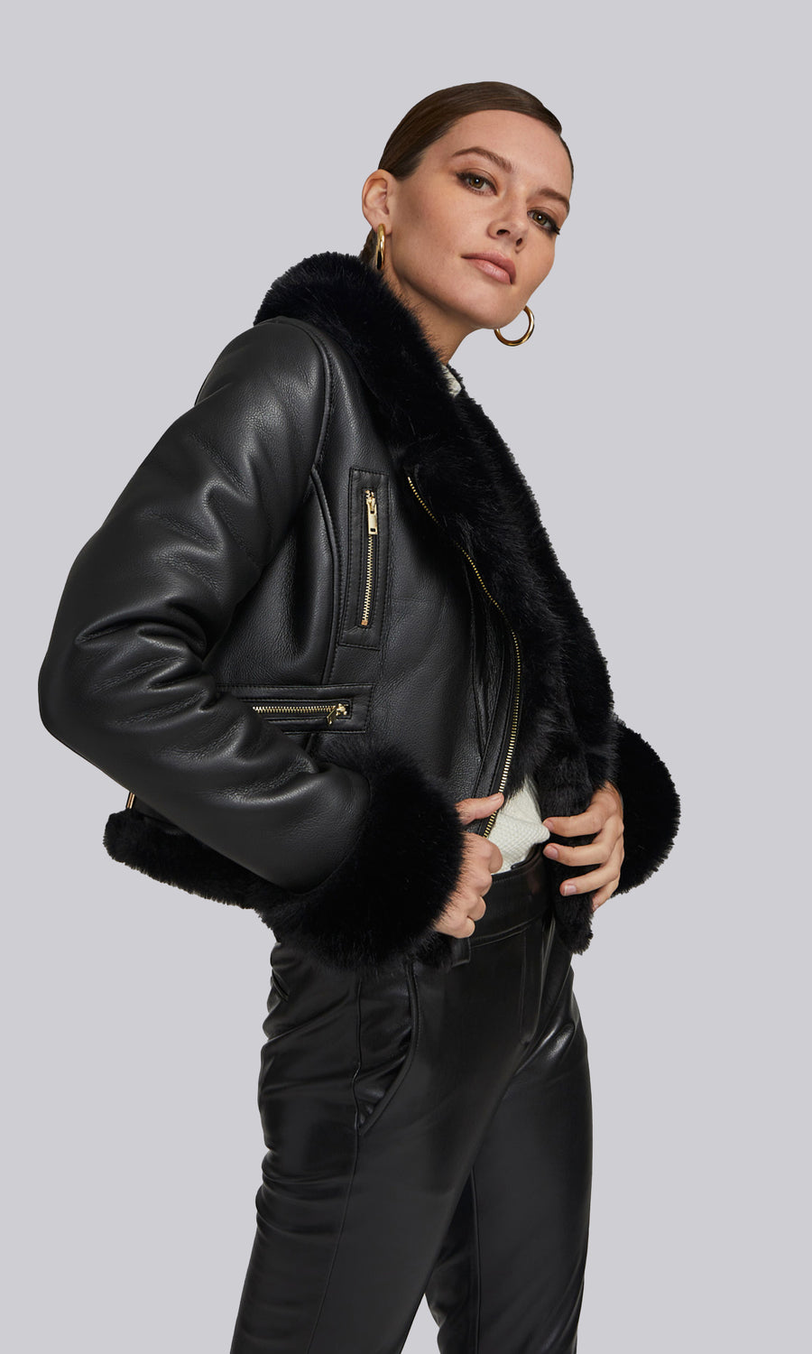 Anika Faux Fur Jacket - Black