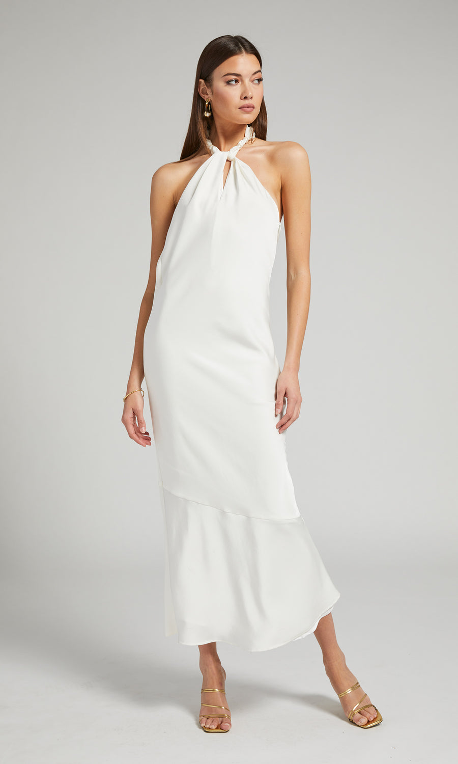 Bea Halter Maxi Dress - White 