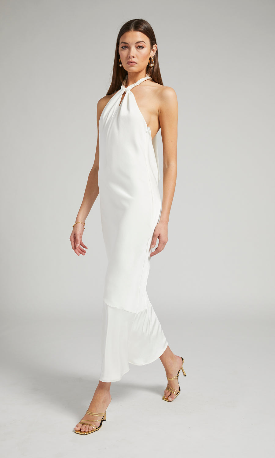 Bea Halter Maxi Dress - White 