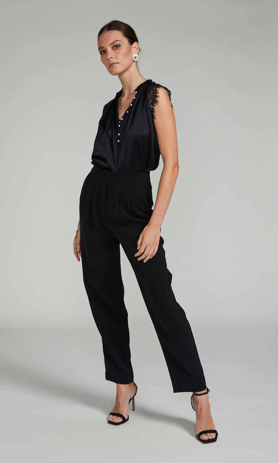 Brigitte Lace Combo Blouse - Black