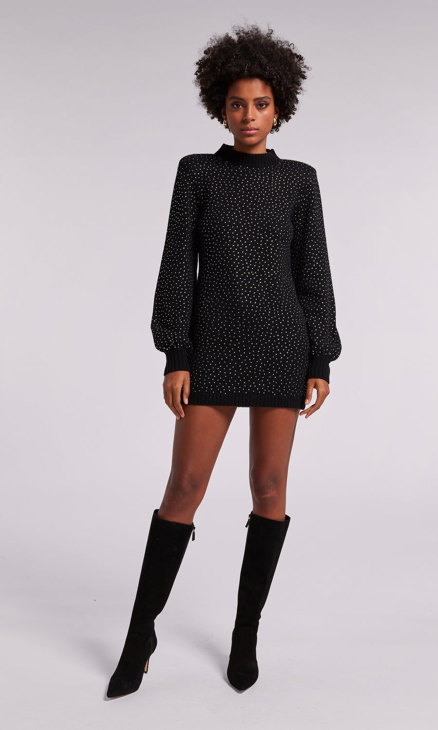 Chiraz Crystal Knitted Dress - Black