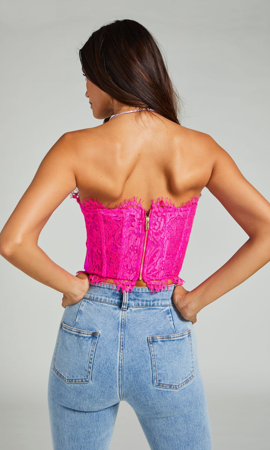 Enya Lace Bustier - Hot Pink 