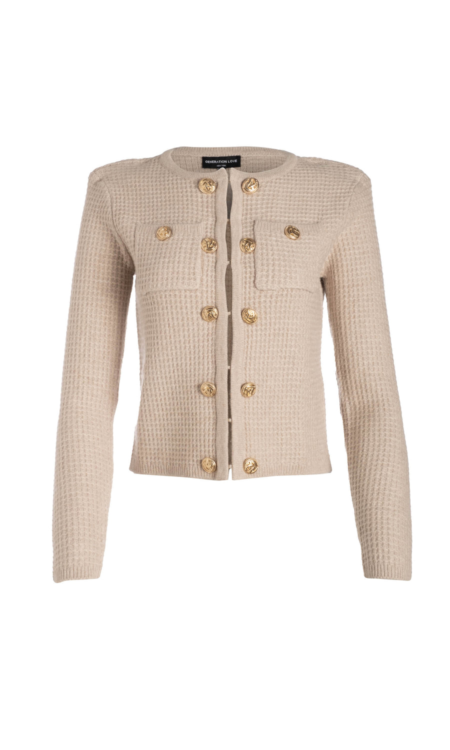 A soft knit cardigan in beige