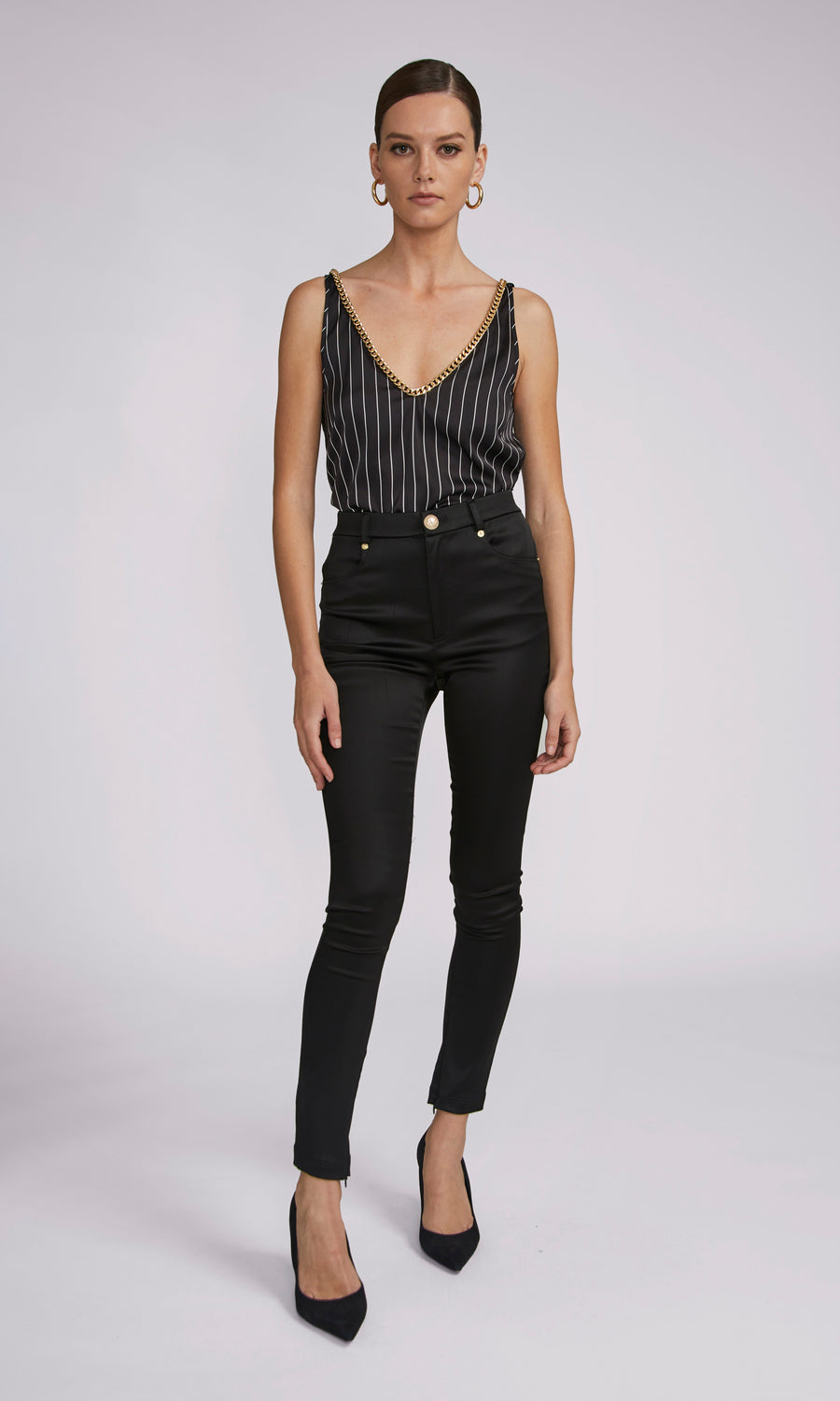 Dallas Pinstripe Tank - Blck.White Pinstripe 