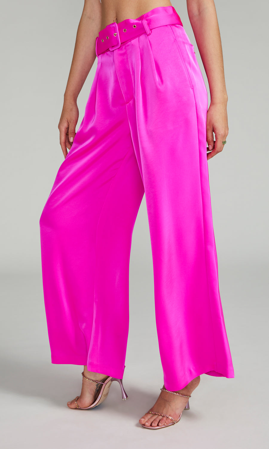 Eloise Satin Pants - Hot Pink 