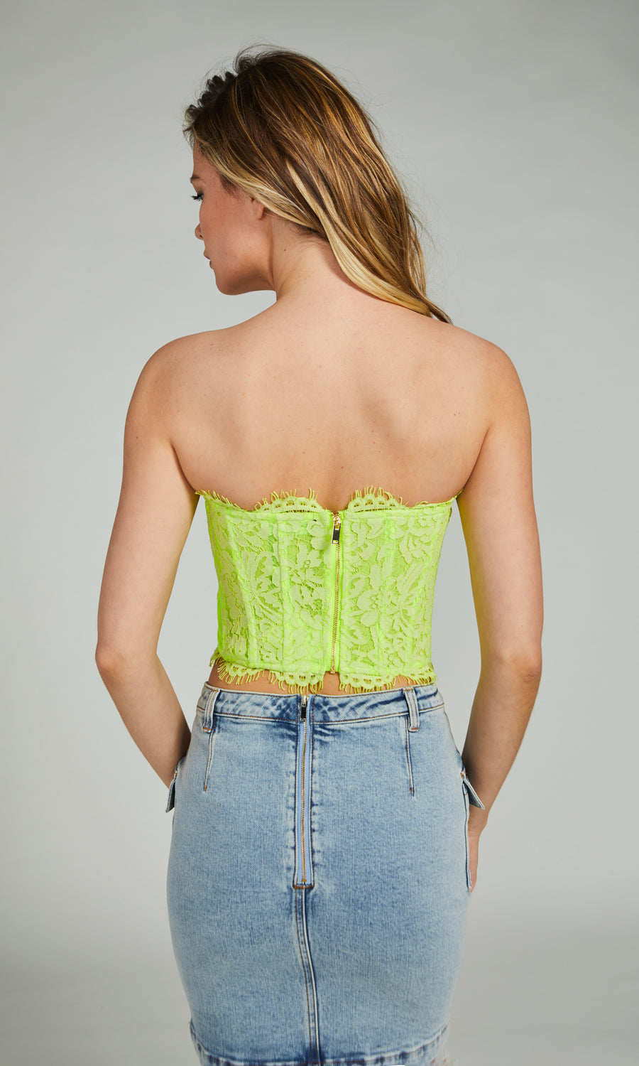Enya Lace Bustier - Neon Yellow
