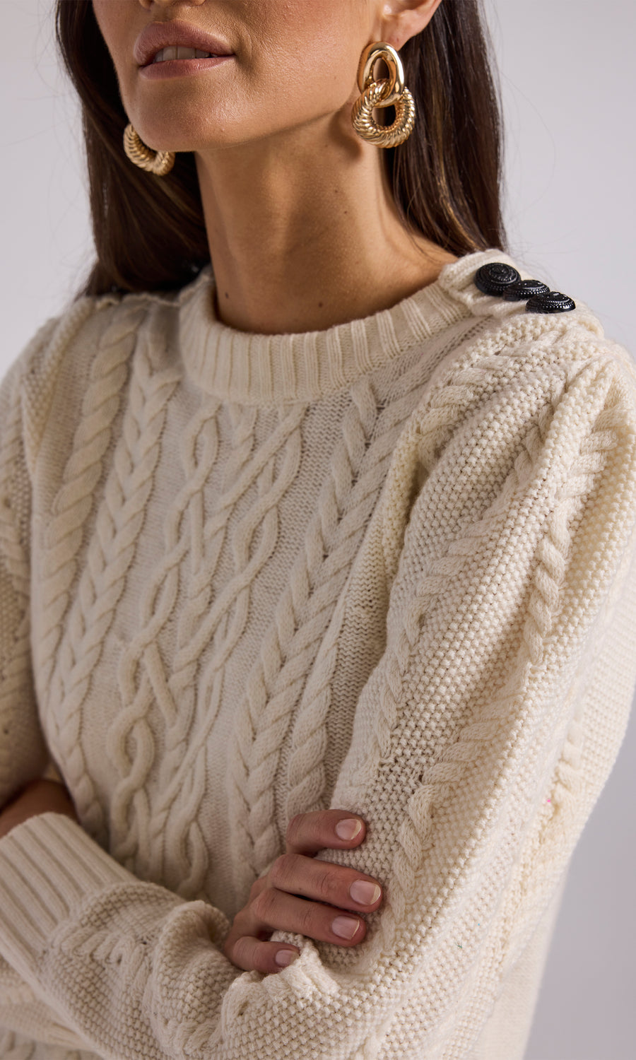 Brooks Cable Sweater - Cream