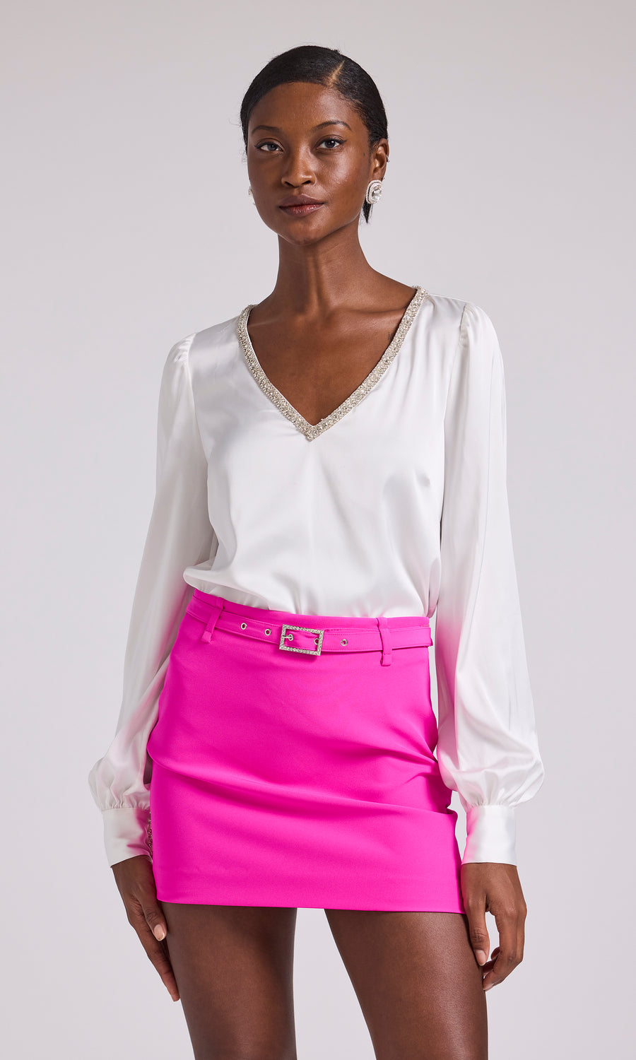 Catalina Crystal Blouse - White