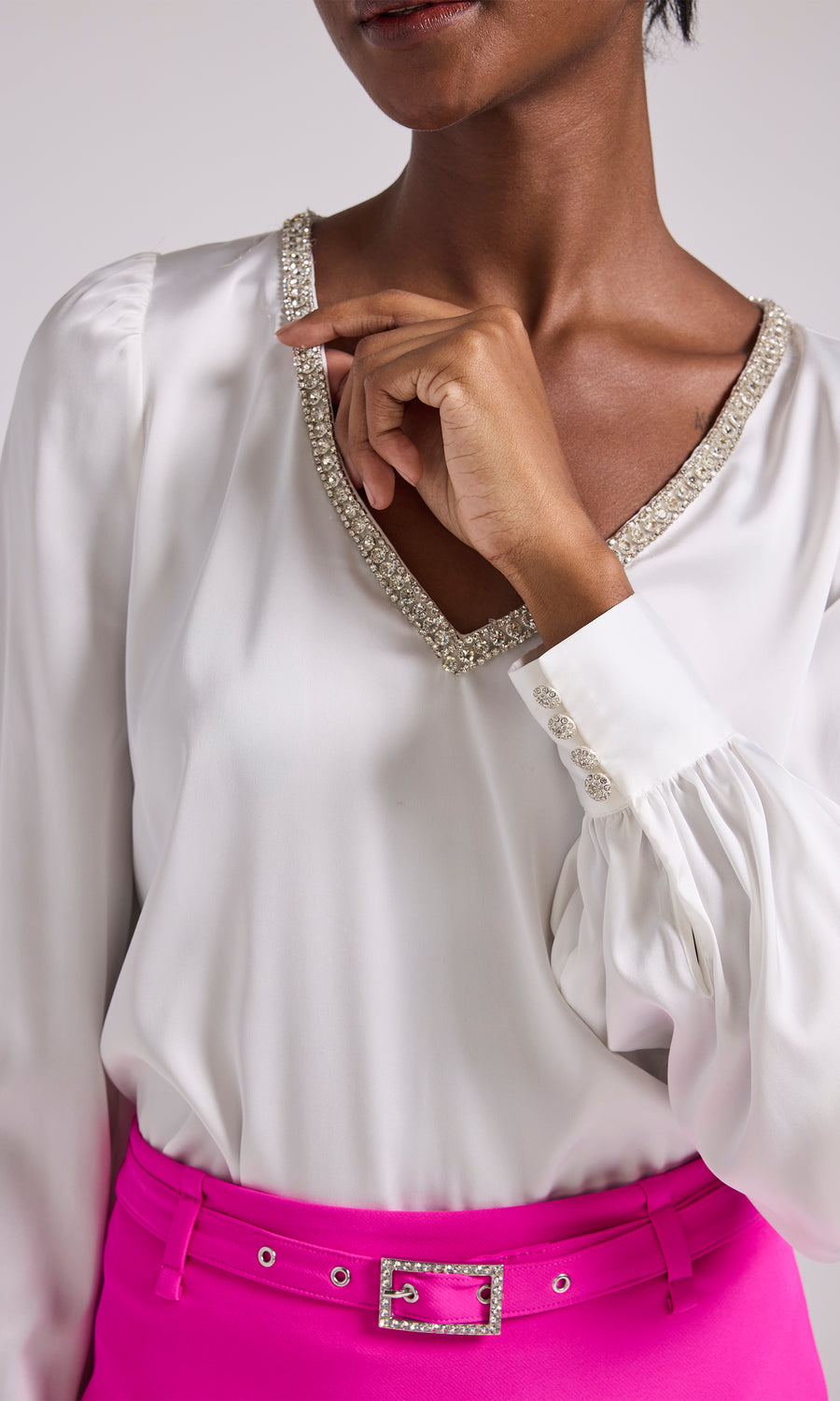 Catalina Crystal Blouse - White