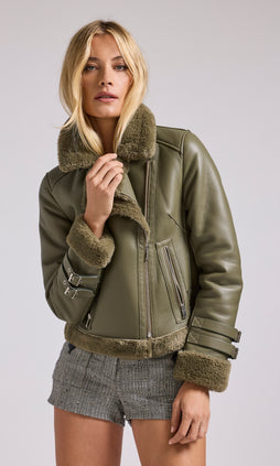 Dion Faux Fur Shearling Moto Jacket