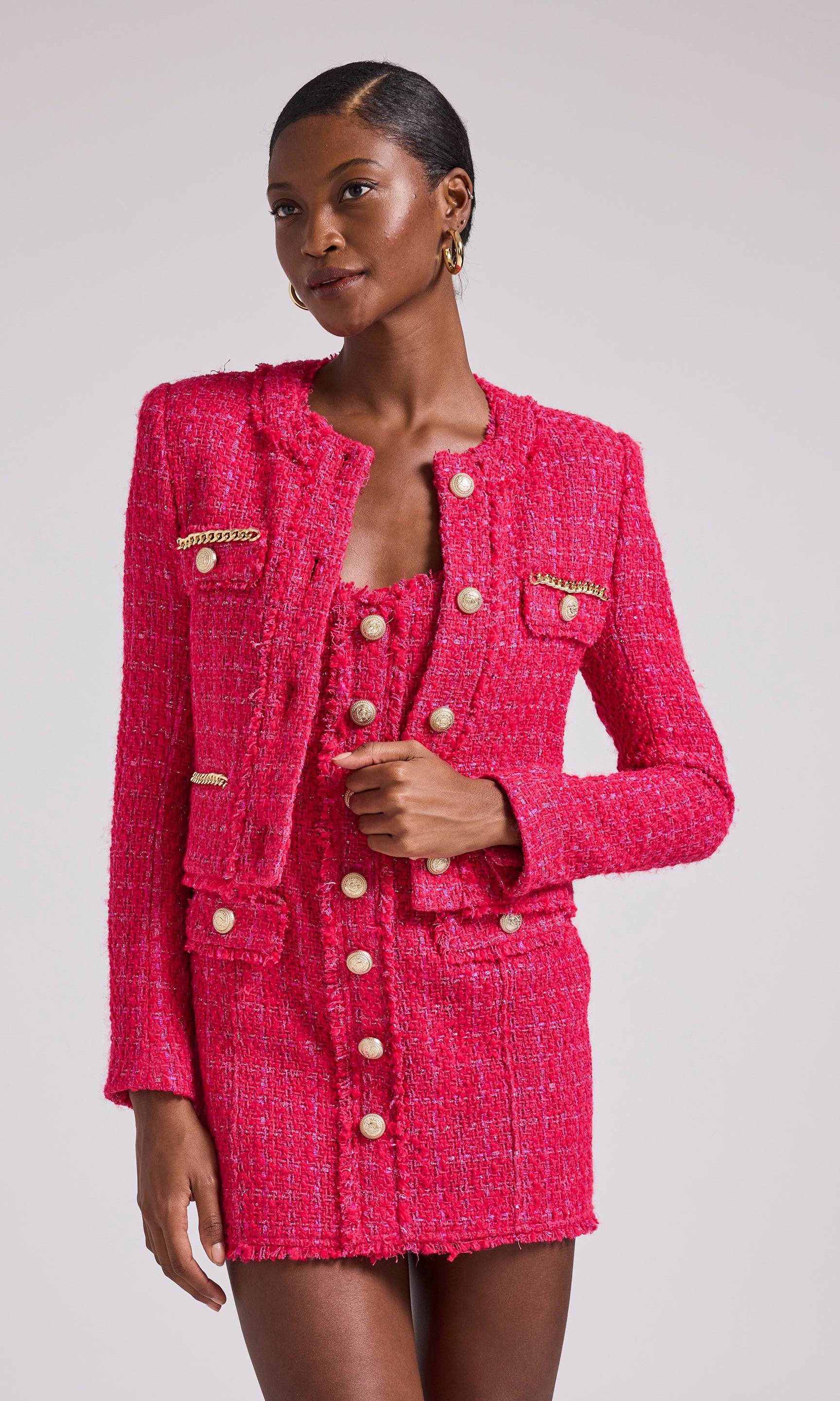 chanel like jacket red