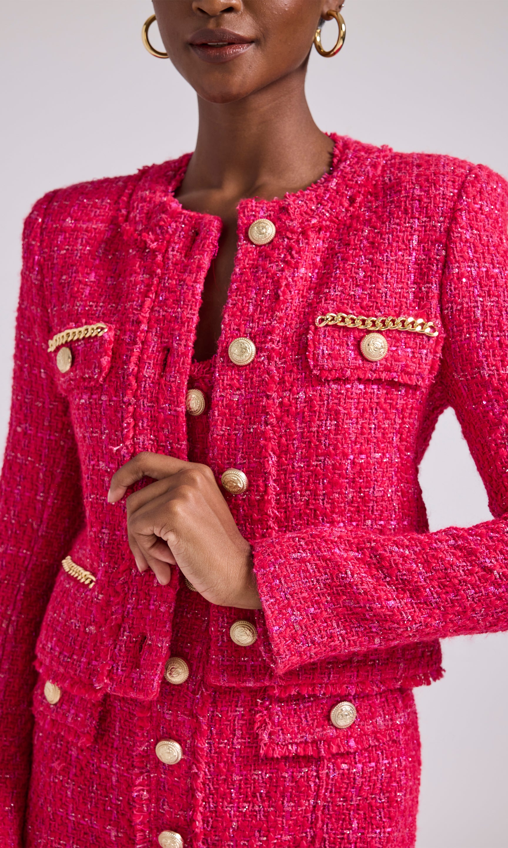 Generation Love Viv Tweed Jacket S / Hot Pink
