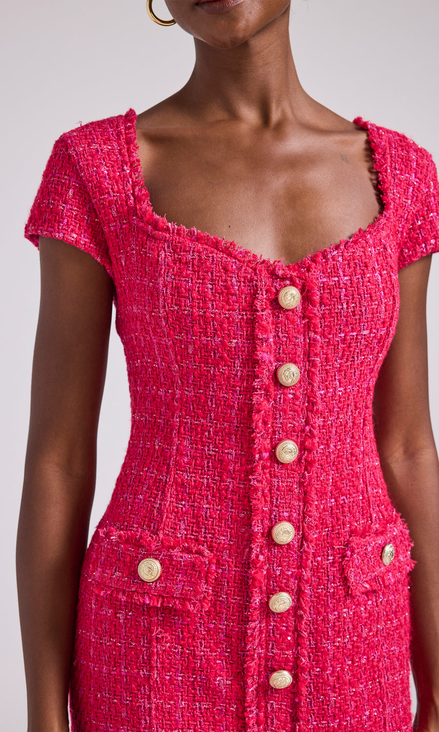 Quincy Tweed Dress - Hot Pink