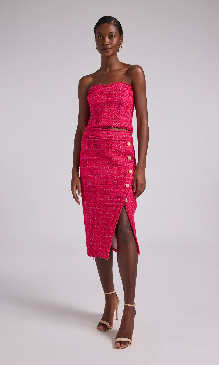 Canella Tweed Skirt - Hot Pink