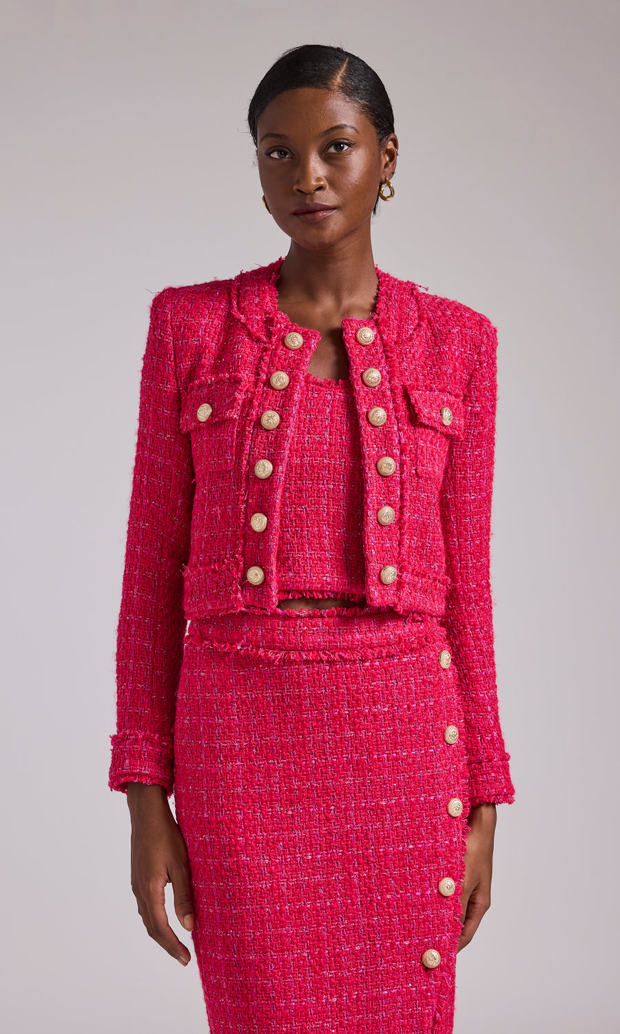 Viv Tweed Jacket - Hot Pink