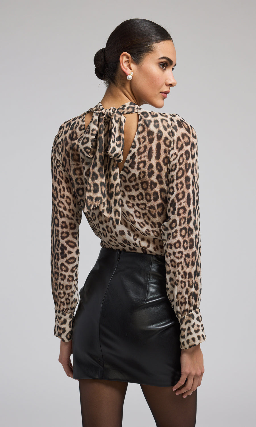 Violetta Leo Chiffon Blouse - Leopard