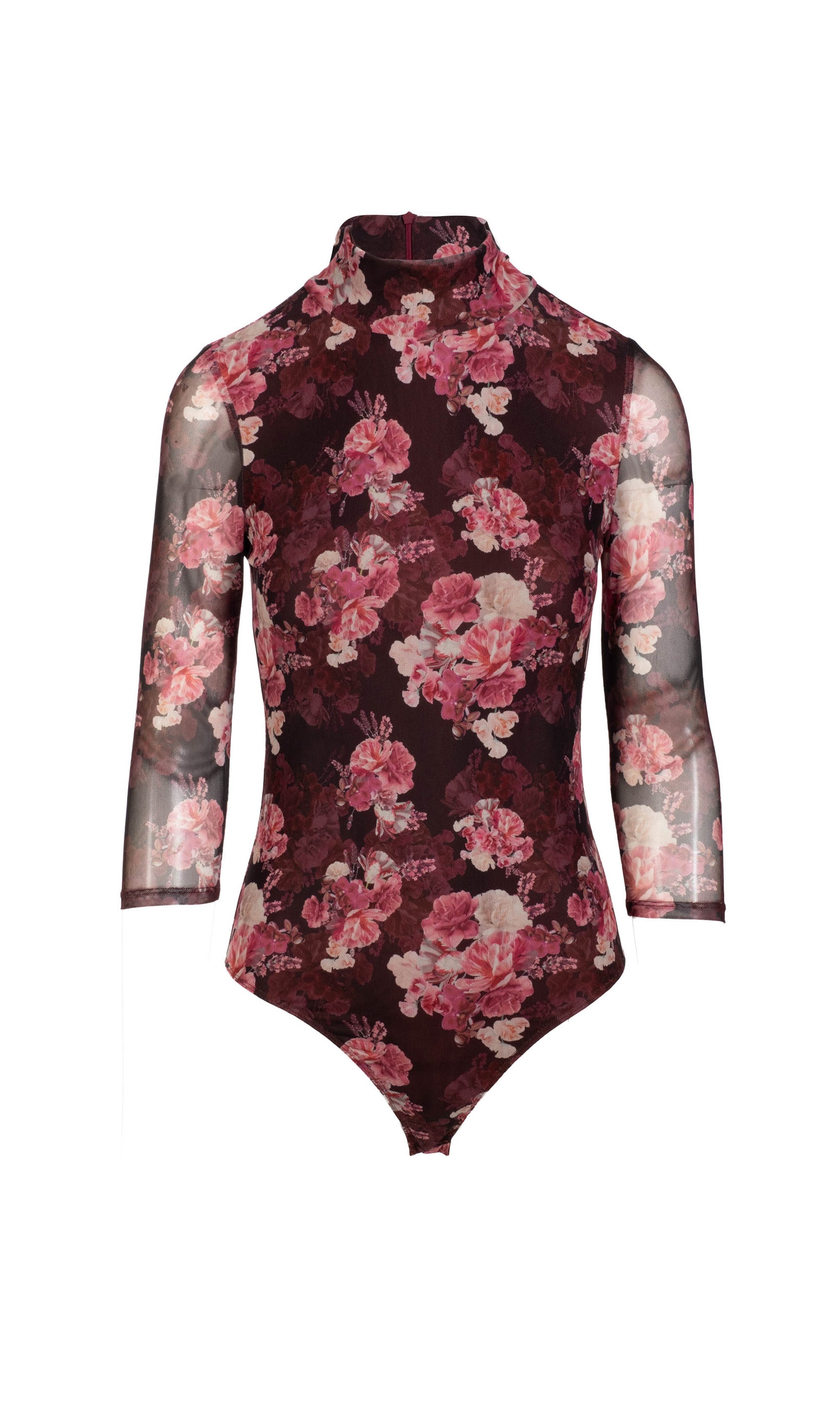 Floral-patterned bodysuit on a white background