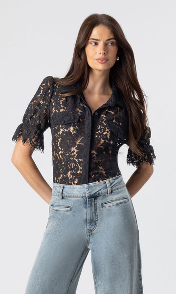 neith. Too Big Ribbon Lace Shirt(Black) Buy Nelly Lace Bow Top