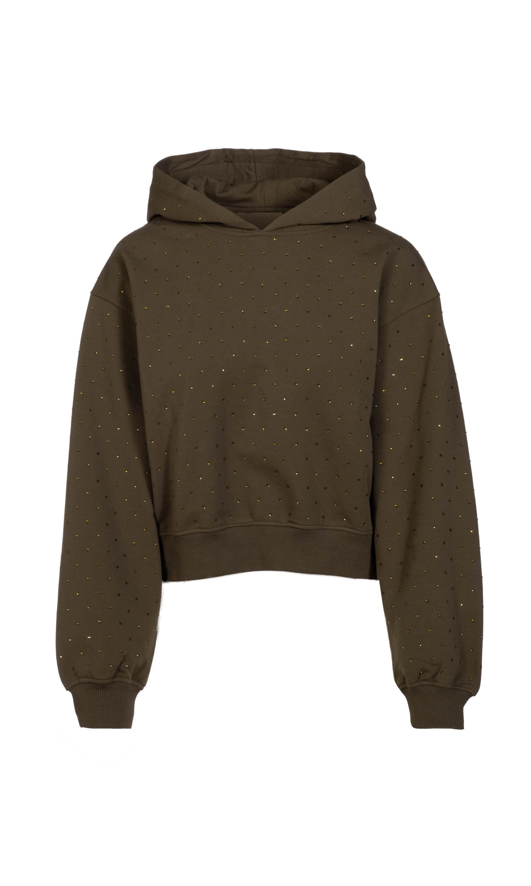 Dark olive green hoodie on a white background