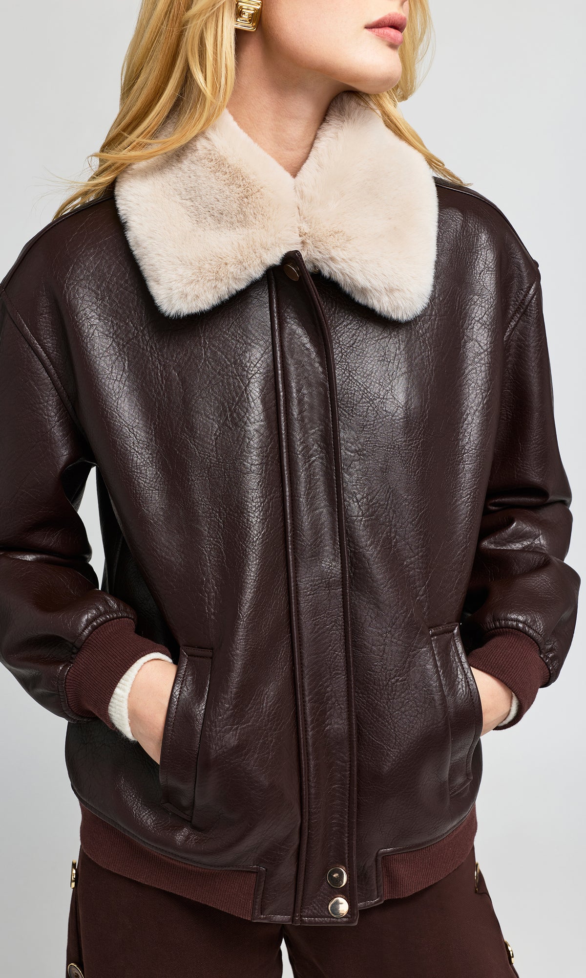 Allison Faux Fur Combo Vegan Leather Bomber