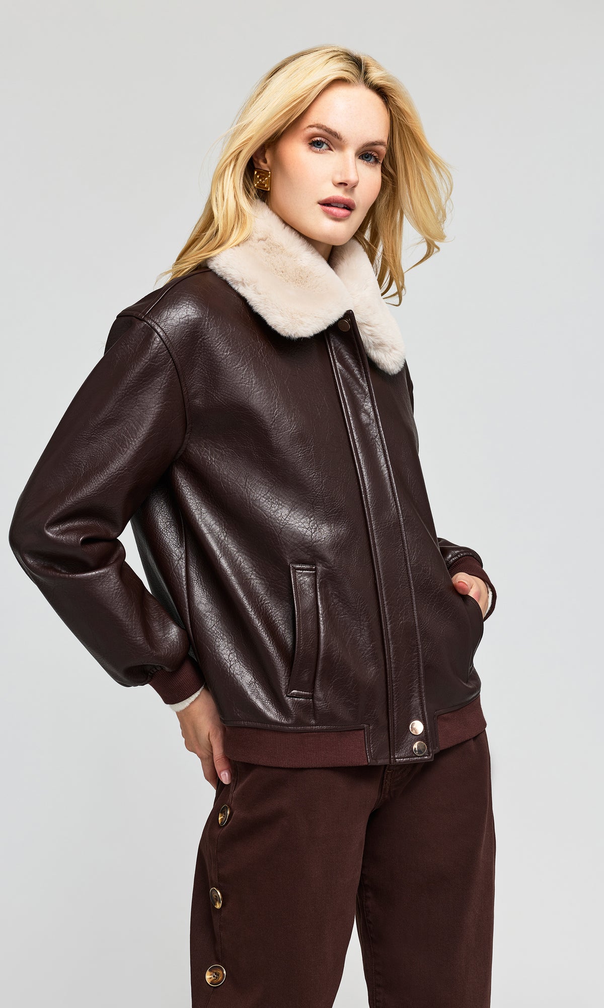 Allison Faux Fur Combo Vegan Leather Bomber