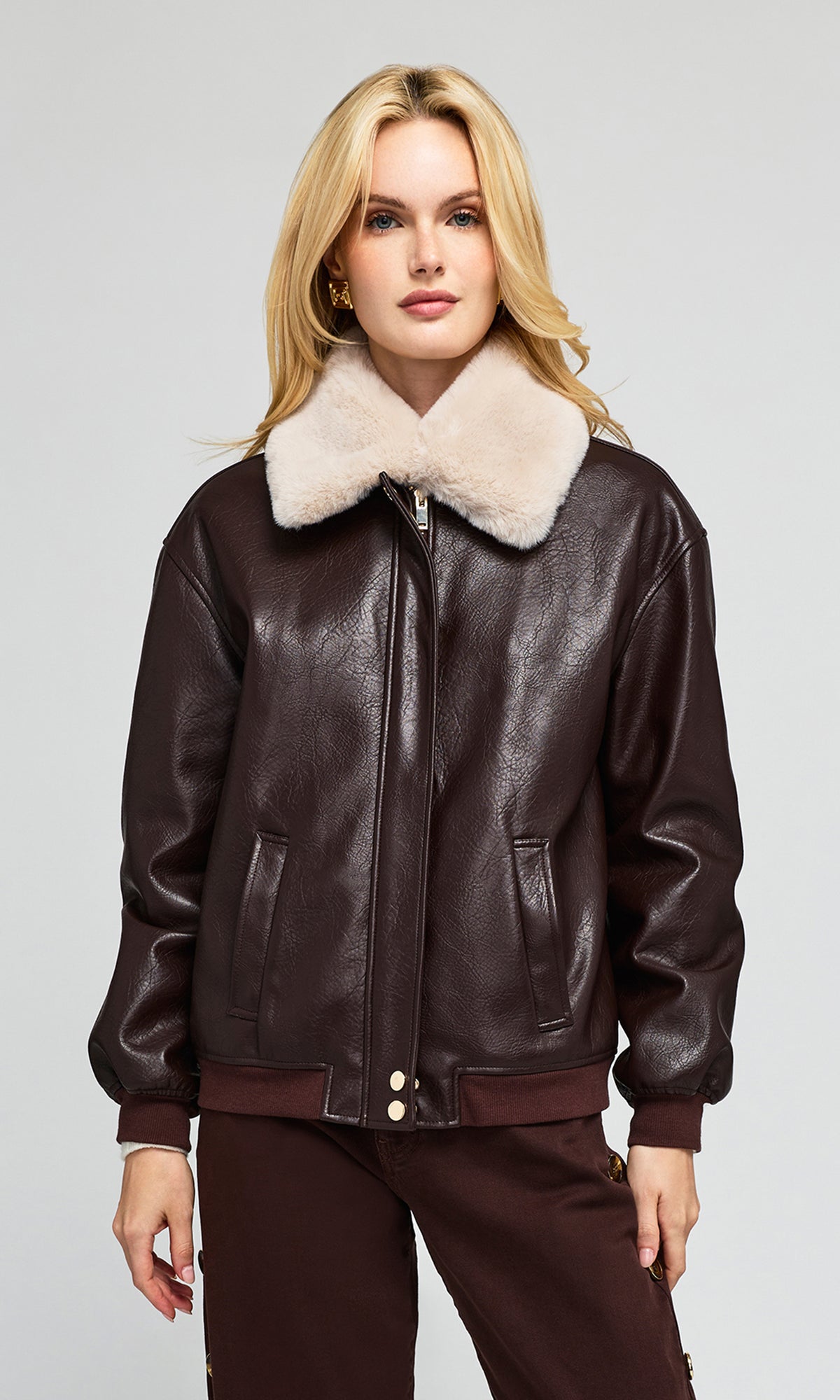 Allison Faux Fur Combo Vegan Leather Bomber