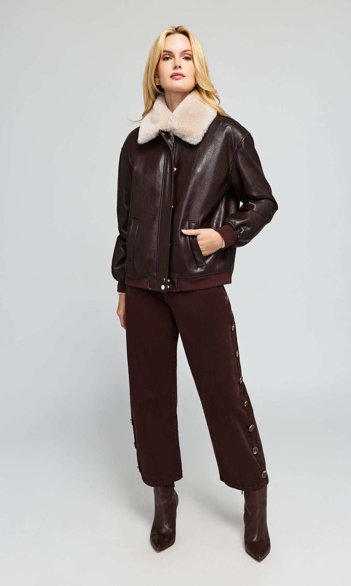 Allison Faux Fur Combo Vegan Leather Bomber