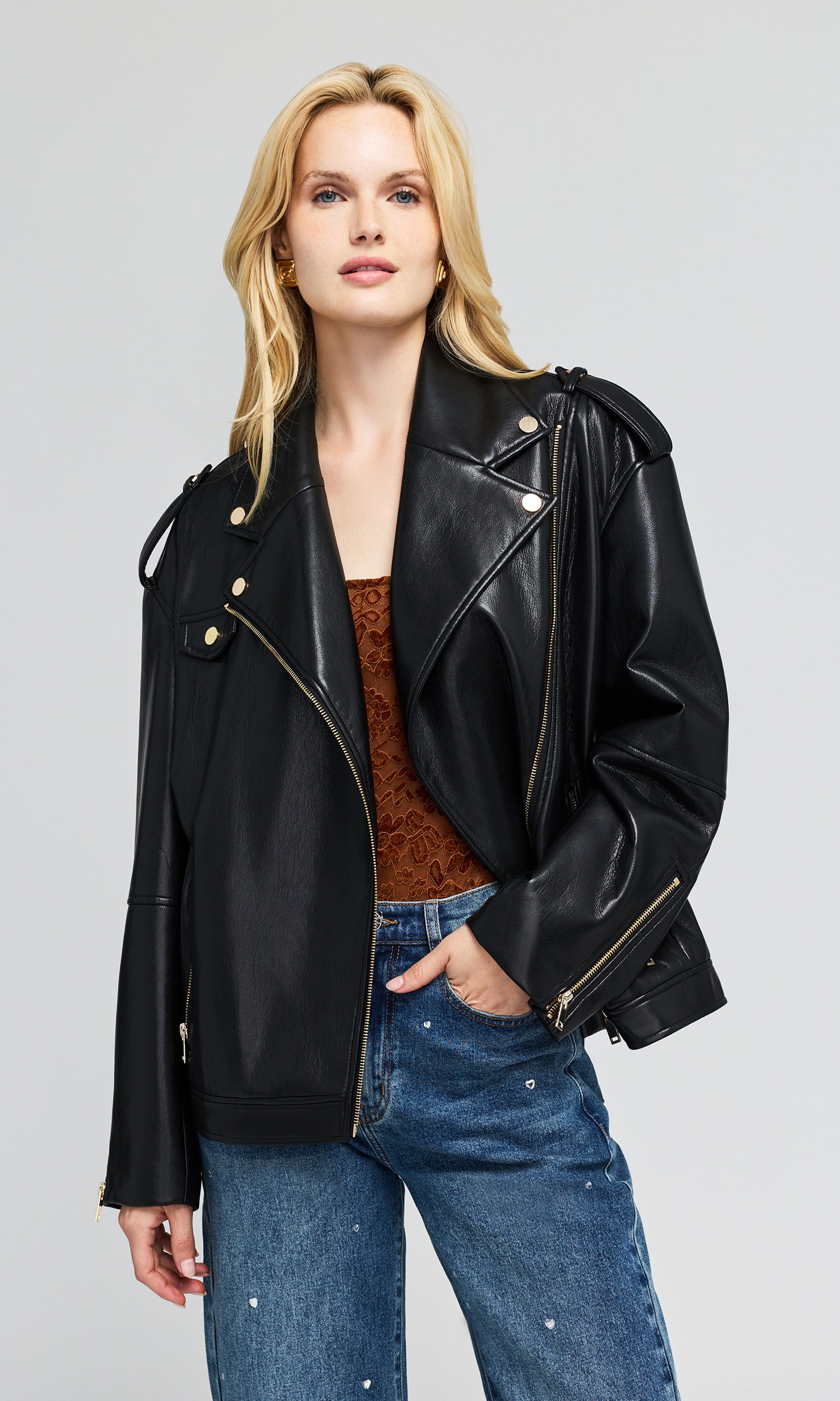 Amira Vegan Leather Moto Jacket