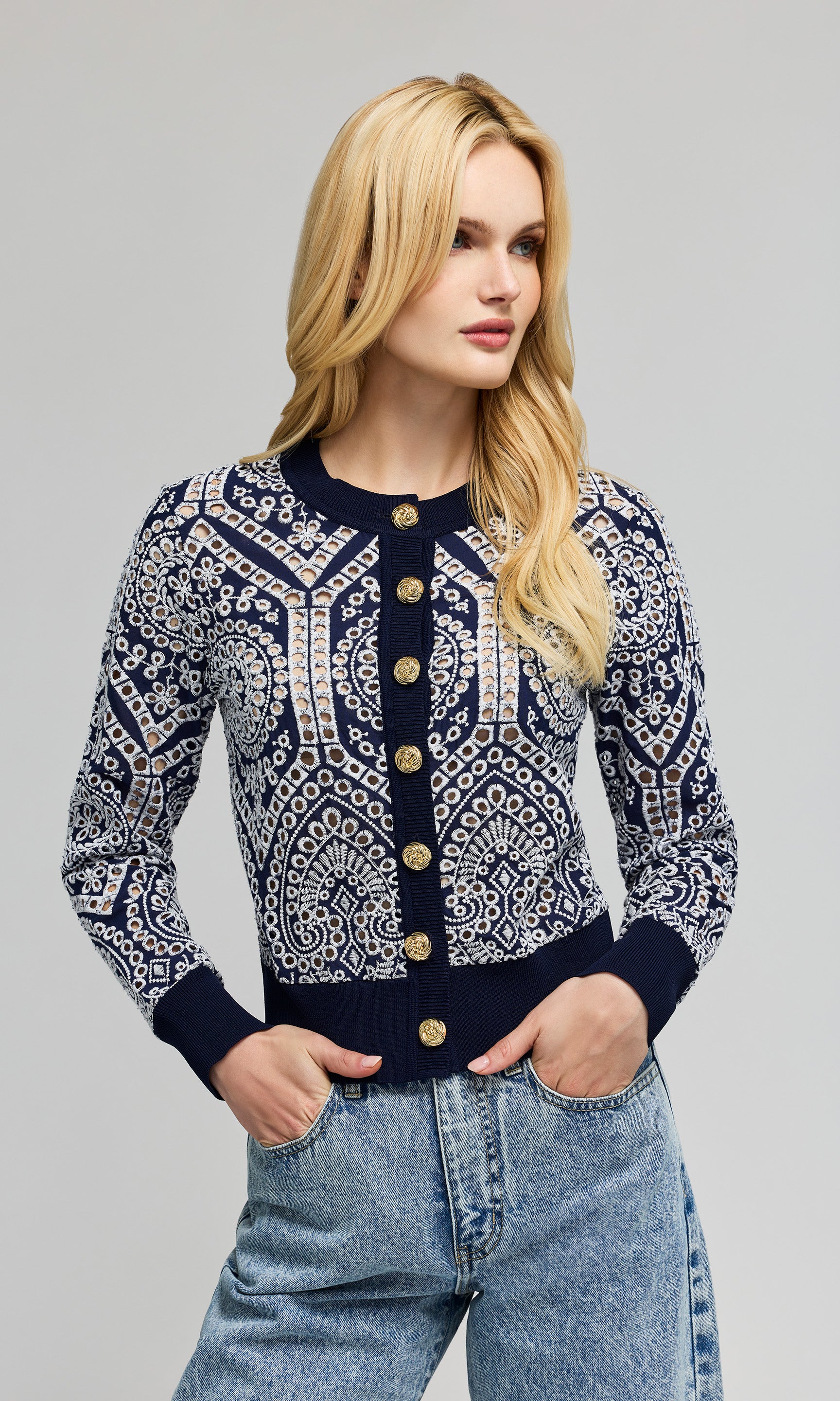 Erin Cotton Eyelet Cardigan
