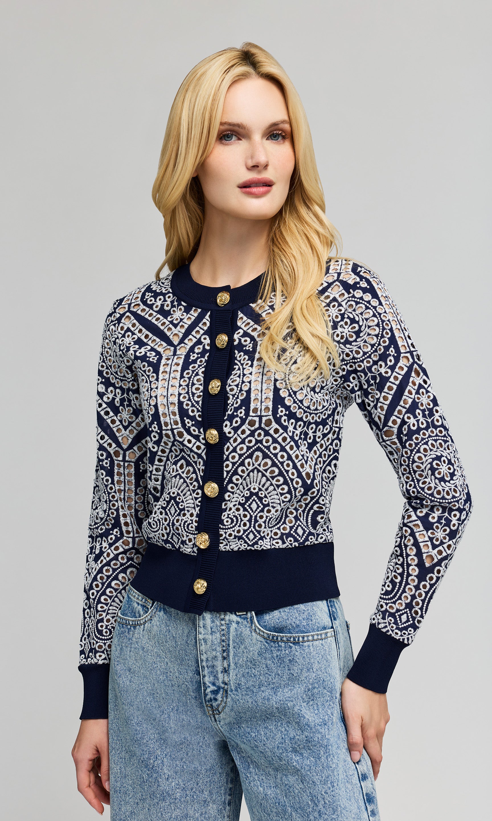 Erin Cotton Eyelet Cardigan
