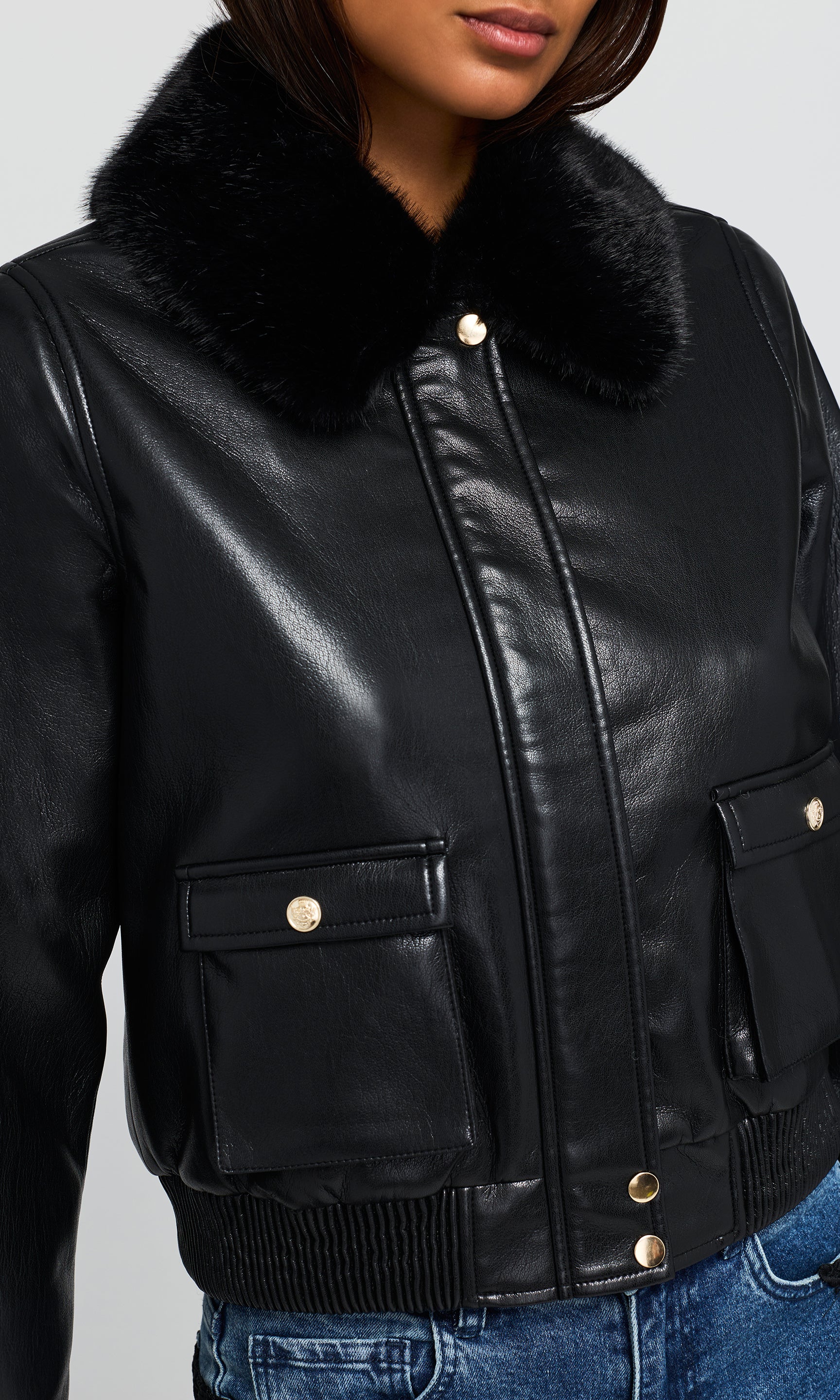 Esther Faux Fur Combo Vegan Leather Bomber