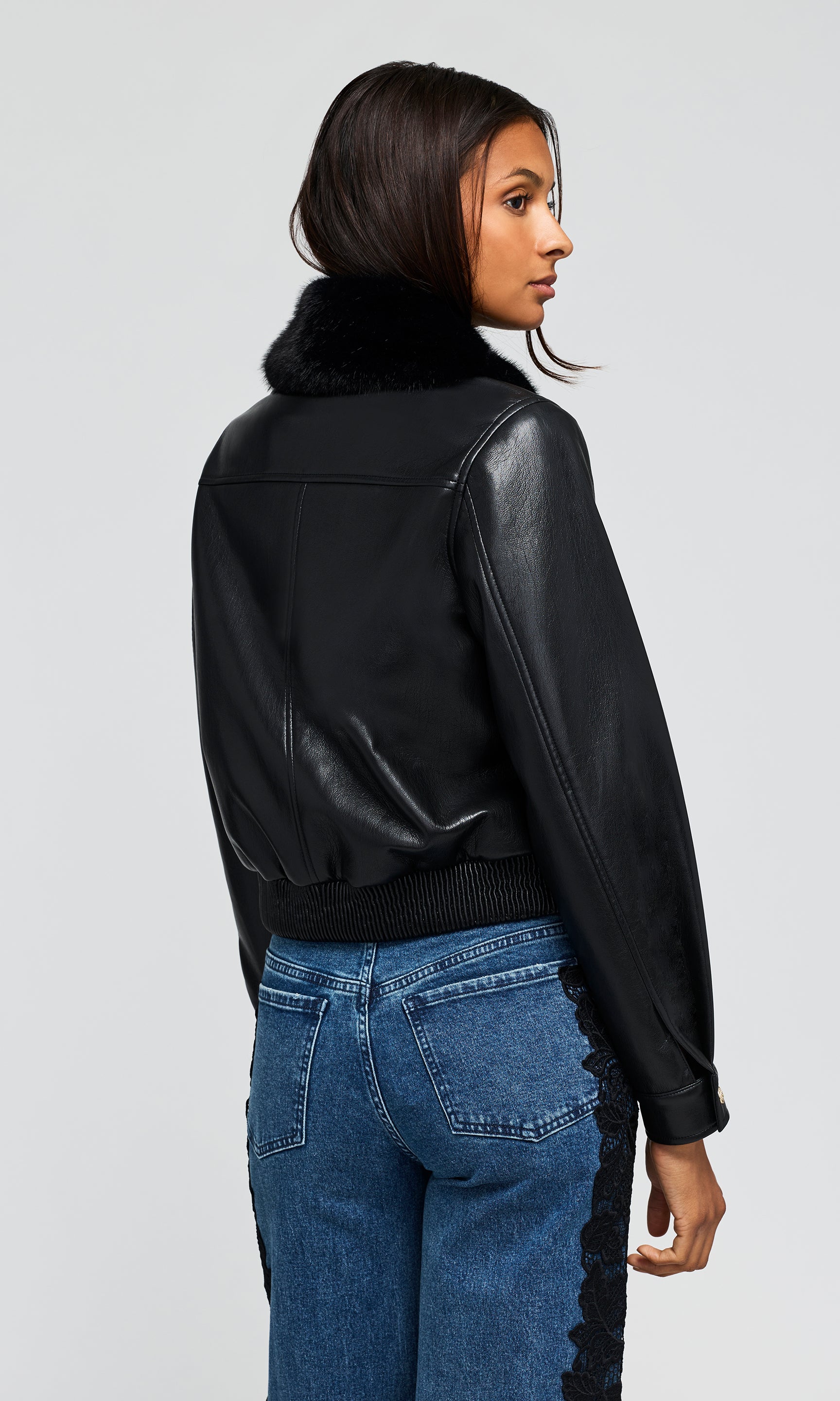 Esther Faux Fur Combo Vegan Leather Bomber