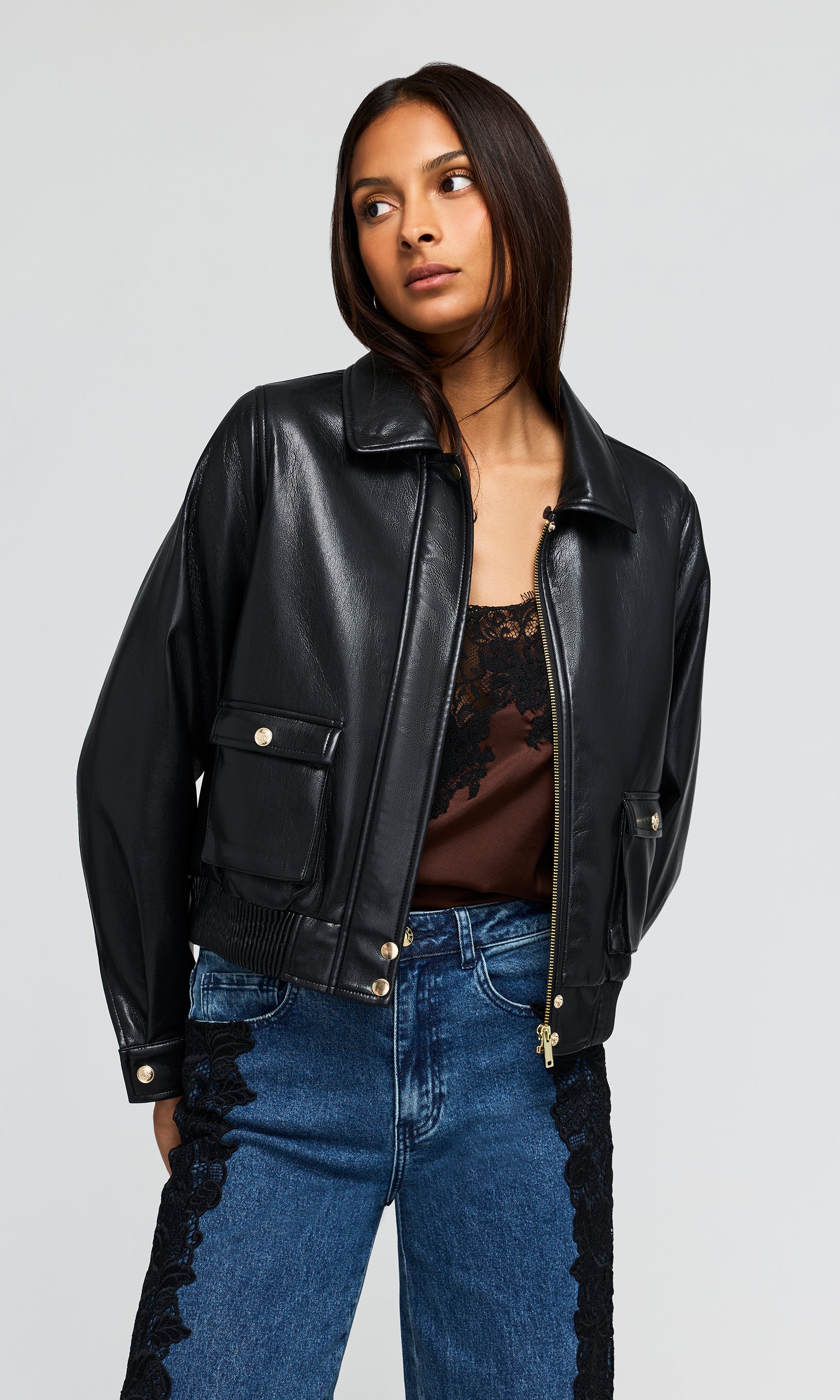 Esther Faux Fur Combo Vegan Leather Bomber