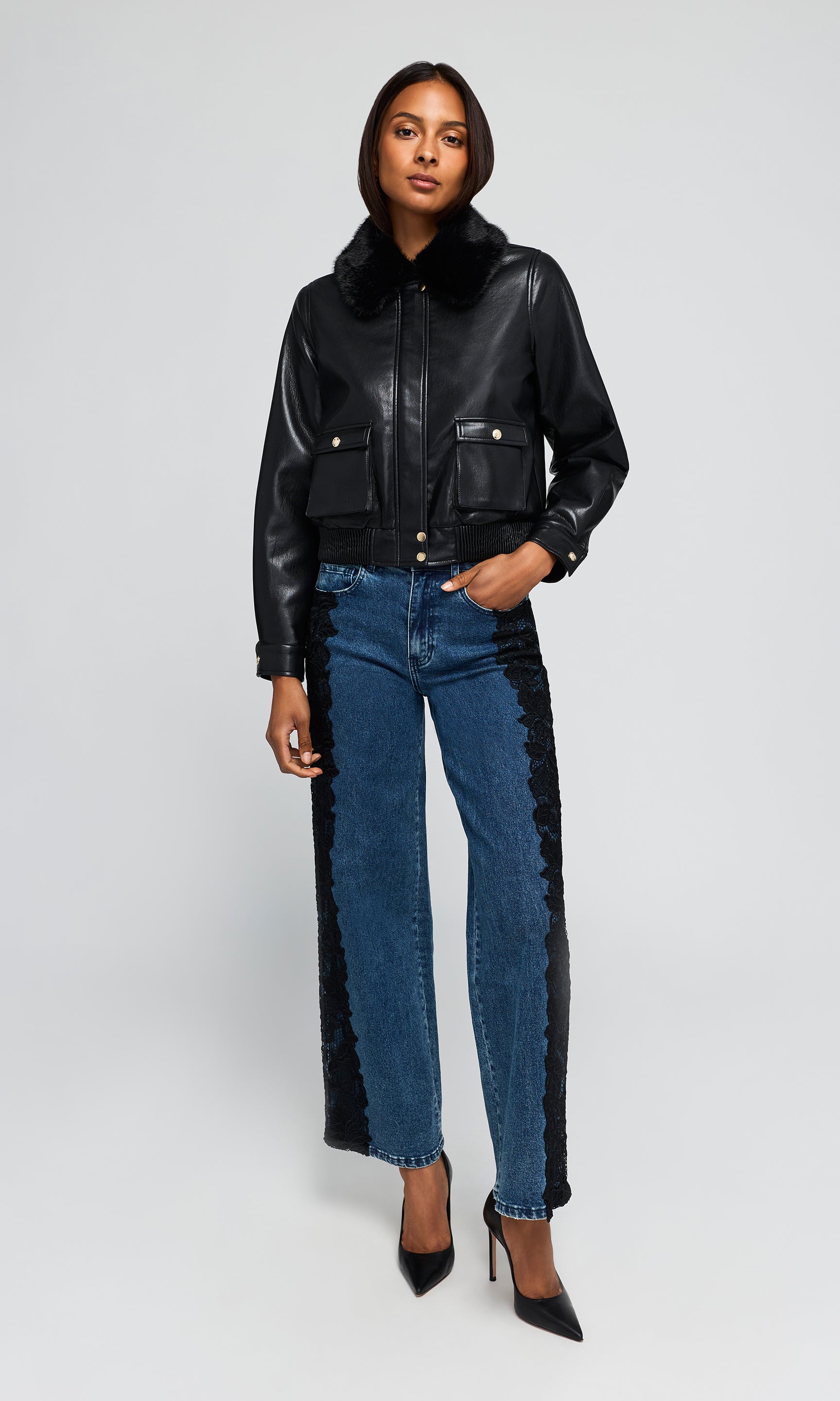 Esther Faux Fur Combo Vegan Leather Bomber