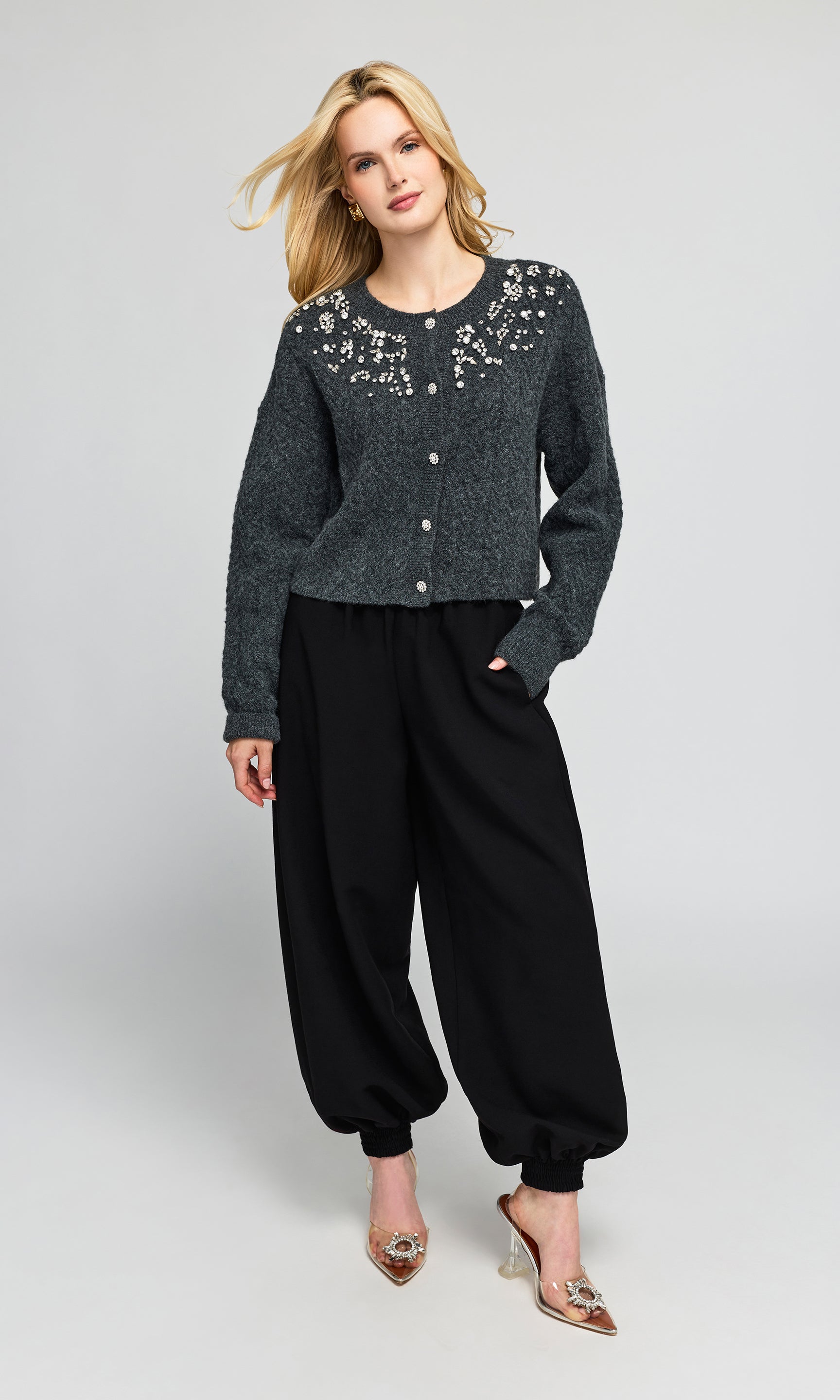 Glenda Crystal Cable Cardigan