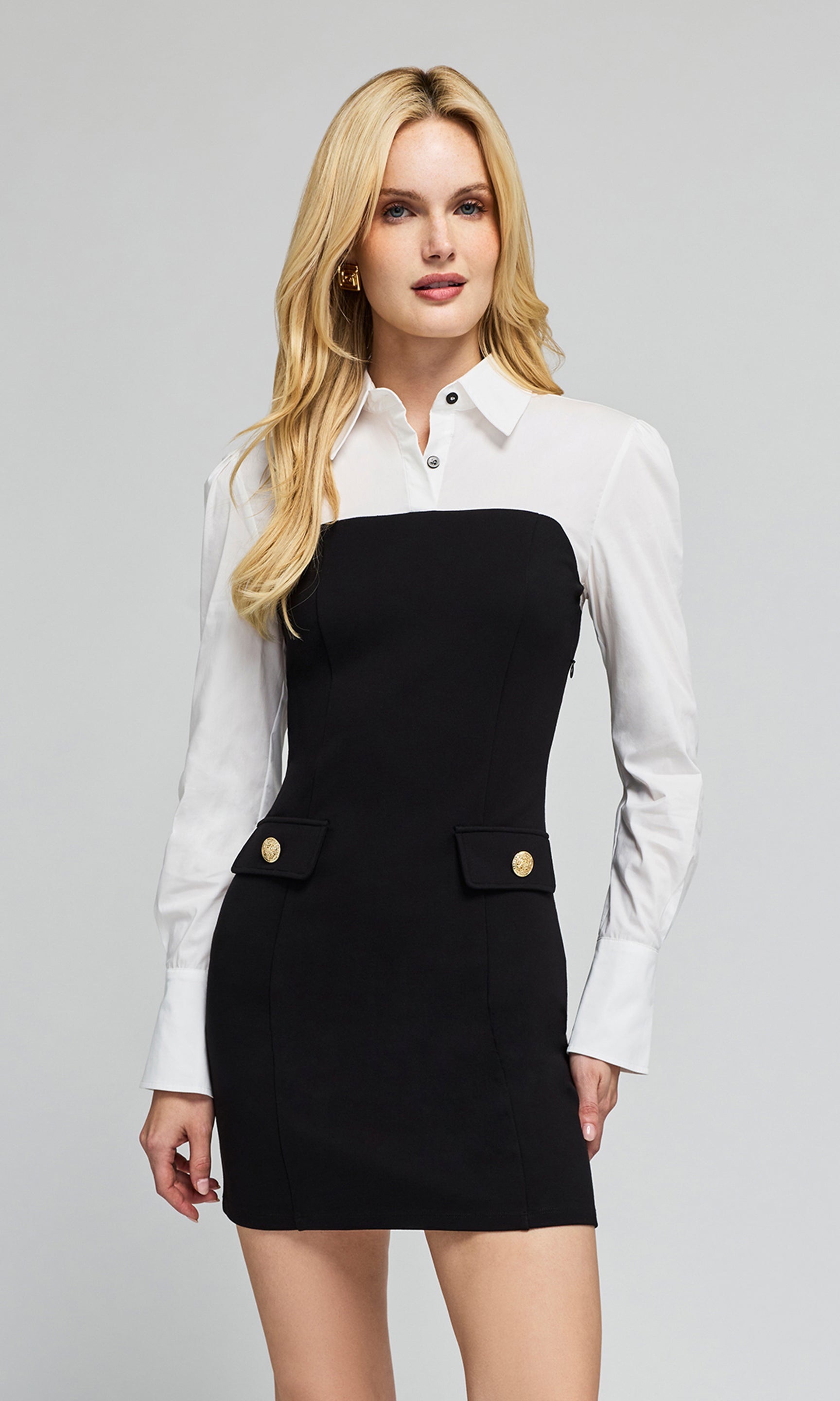 Jacqueline Poplin Combo Ponte Dress
