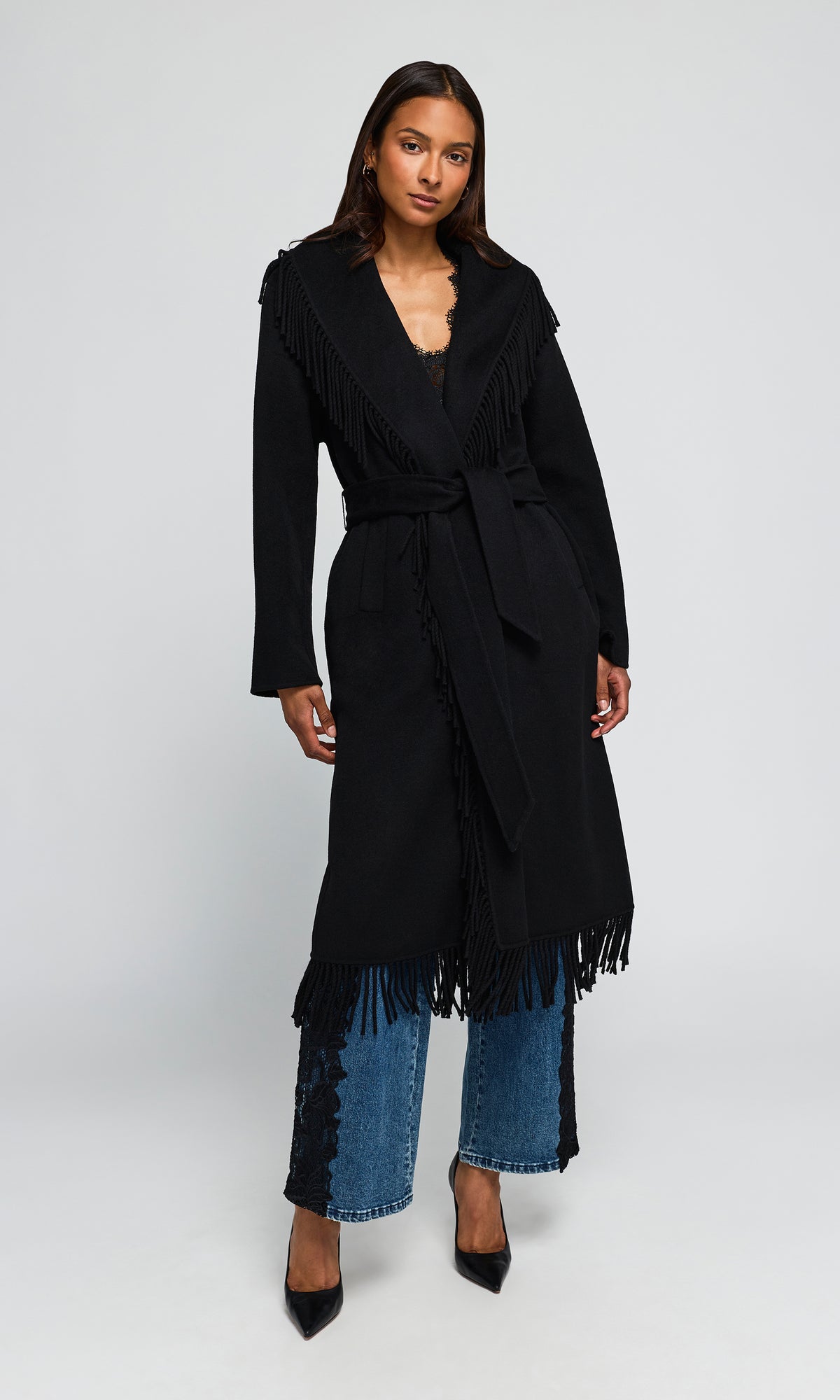 Jenny Fringe Wool Coat